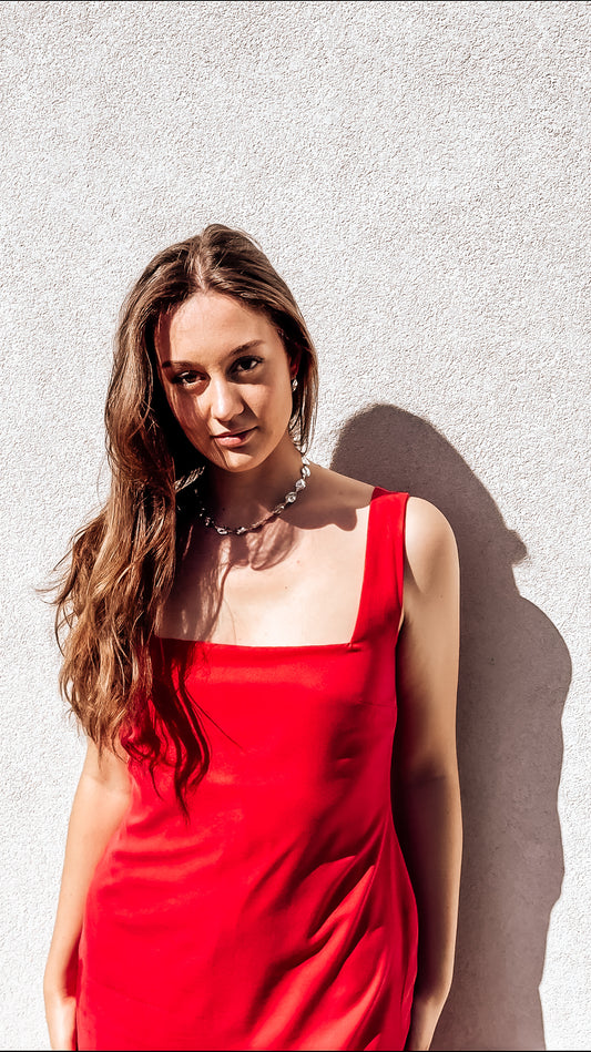 Tencel™ Lyocell sheath dress with back slit